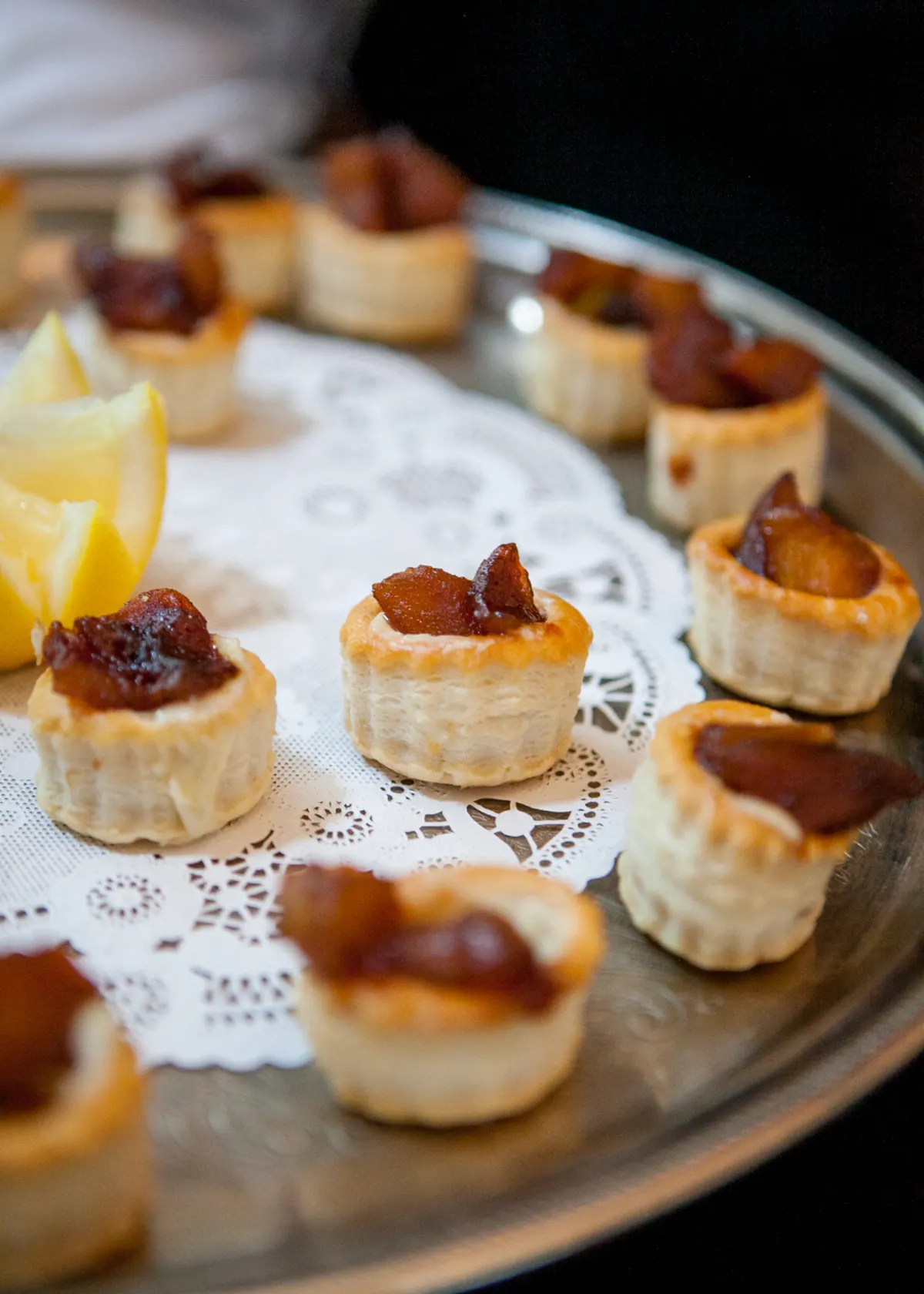 tray of small dessert canapés