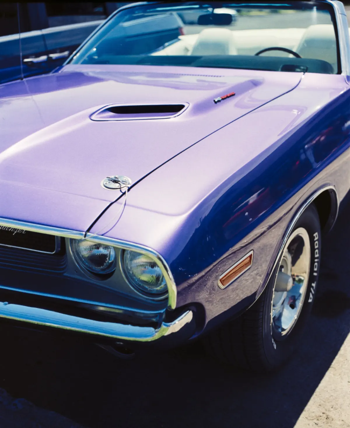 classic purple car with polished paint