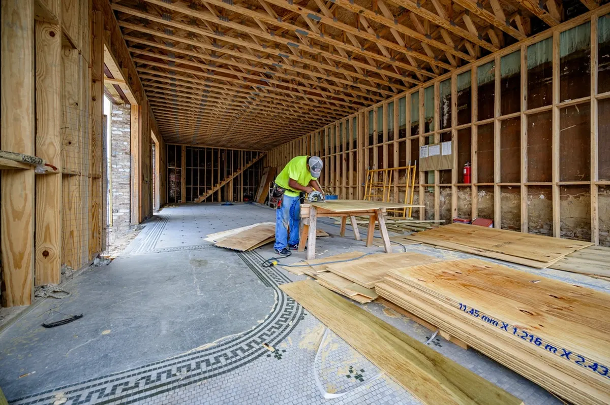 interior wall framing during a renovation