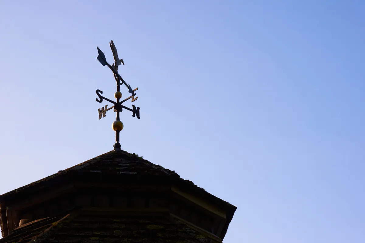 weathervane on a pitched roof