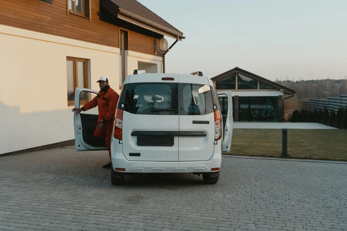 Harbor service van parked in a Naples driveway