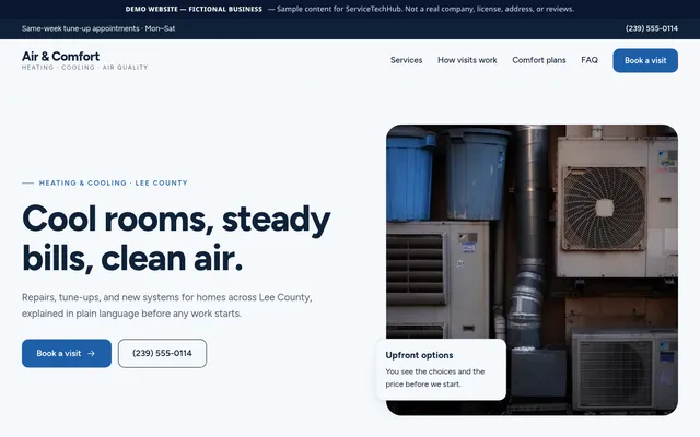 Air & Comfort design preview (fictional business)