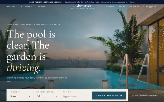 Coastal Premium design preview (fictional business)
