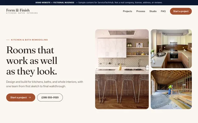 Form & Finish Remodeling design preview (fictional business)