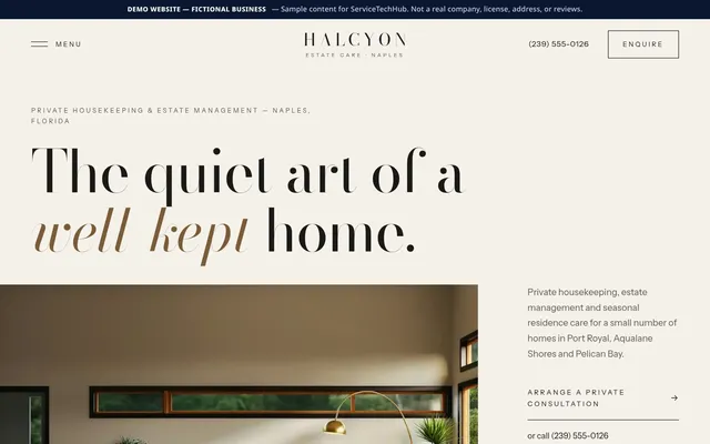 Luxury Service design preview (fictional business)