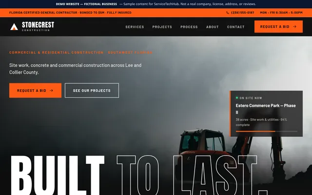 Bold Contractor design preview (fictional business)