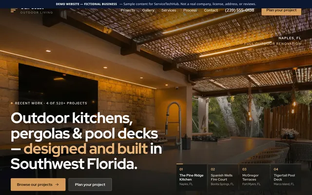 Project Showcase design preview (fictional business)