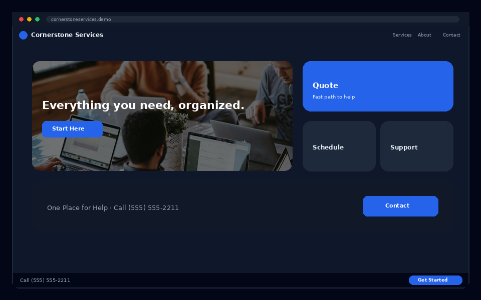 Cornerstone Services website preview