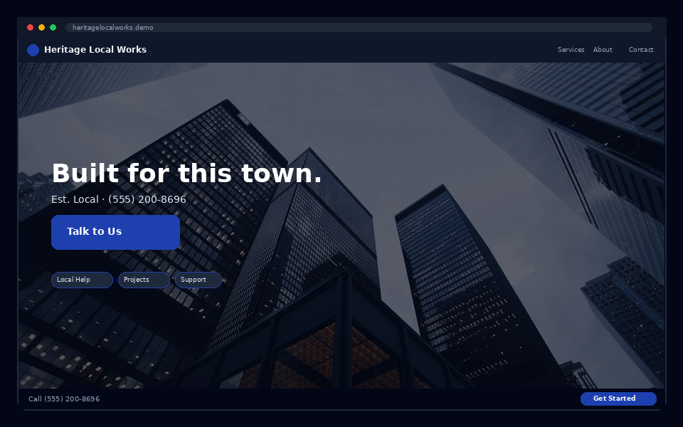 Heritage Local Works website preview