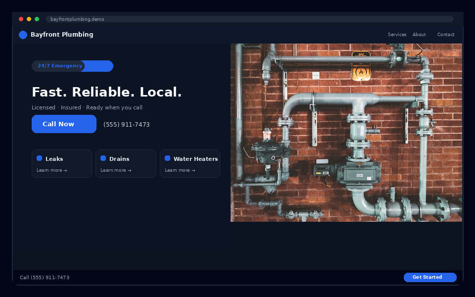 Bayfront Plumbing website preview