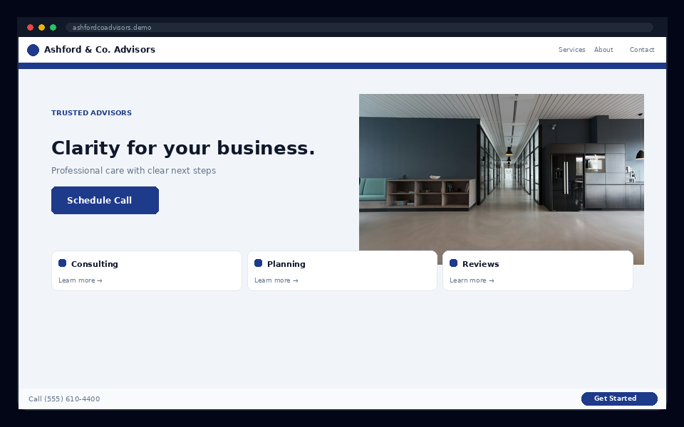 Ashford & Co. Advisors website preview