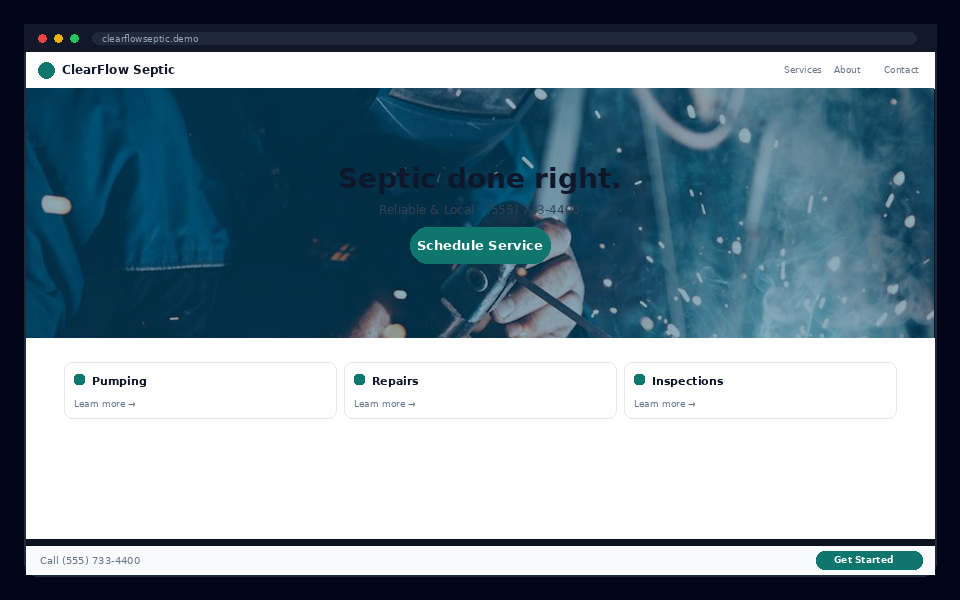 ClearFlow Septic website preview