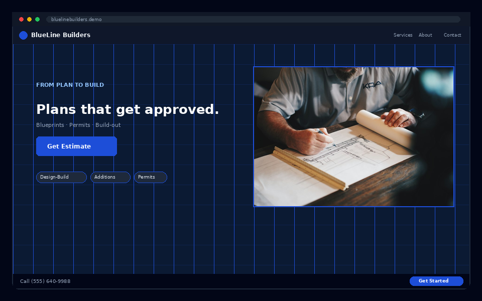 BlueLine Builders website preview